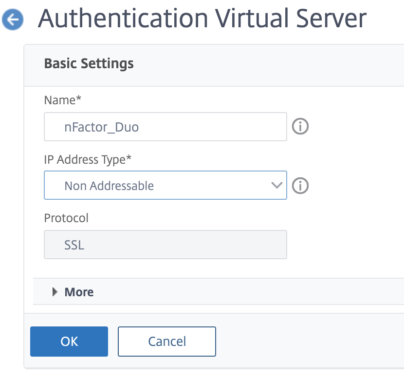 Add Authentication Virtual Server
