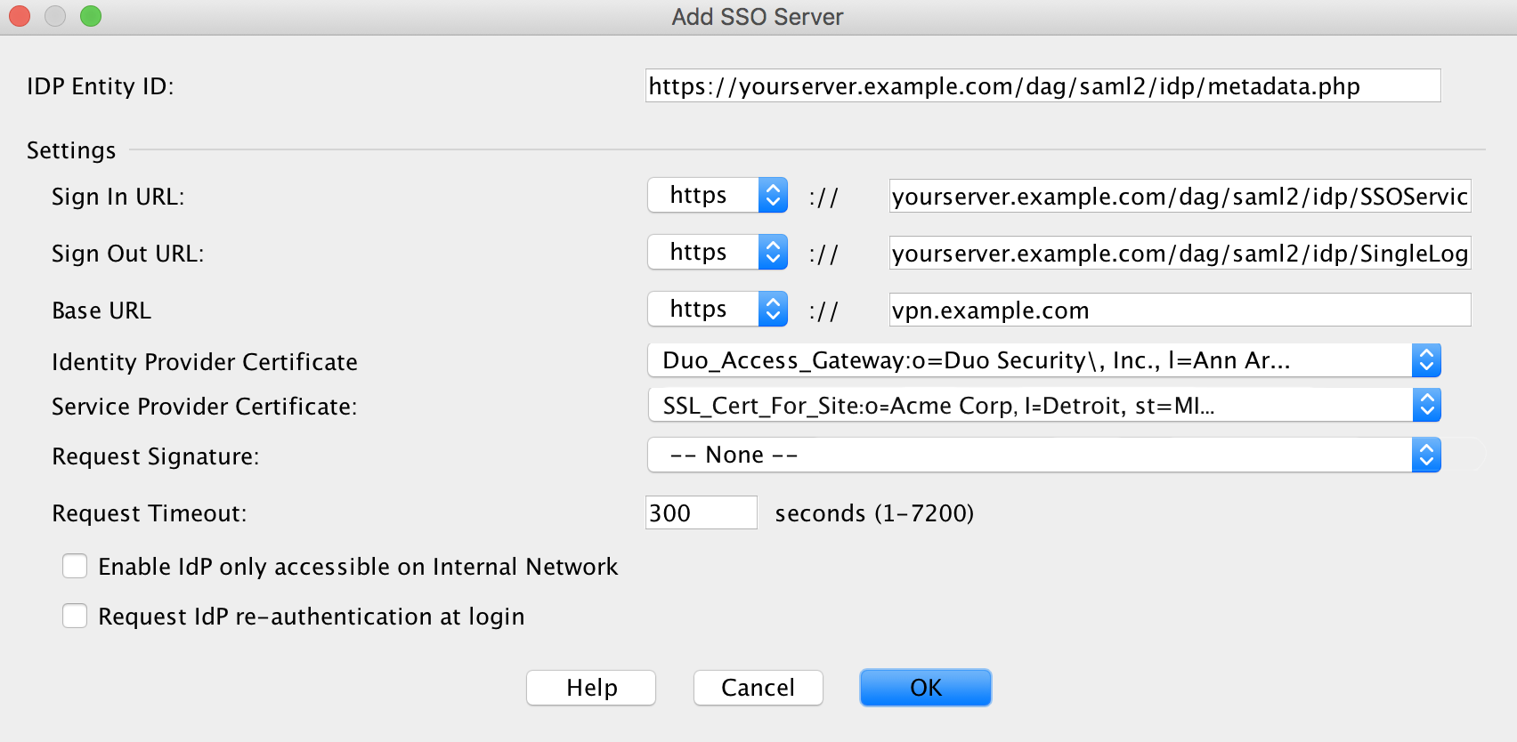 Cisco ASA SSO Identity Provider Setup