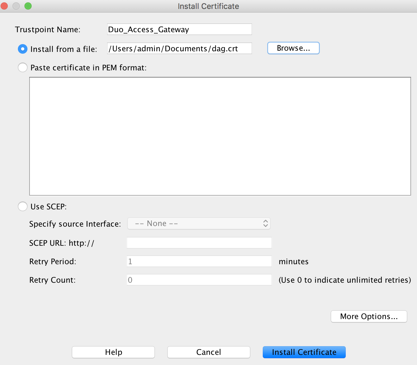 asa asdm certificate from command line