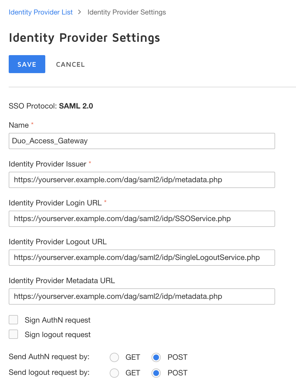 DocuSign SAML Configuration
