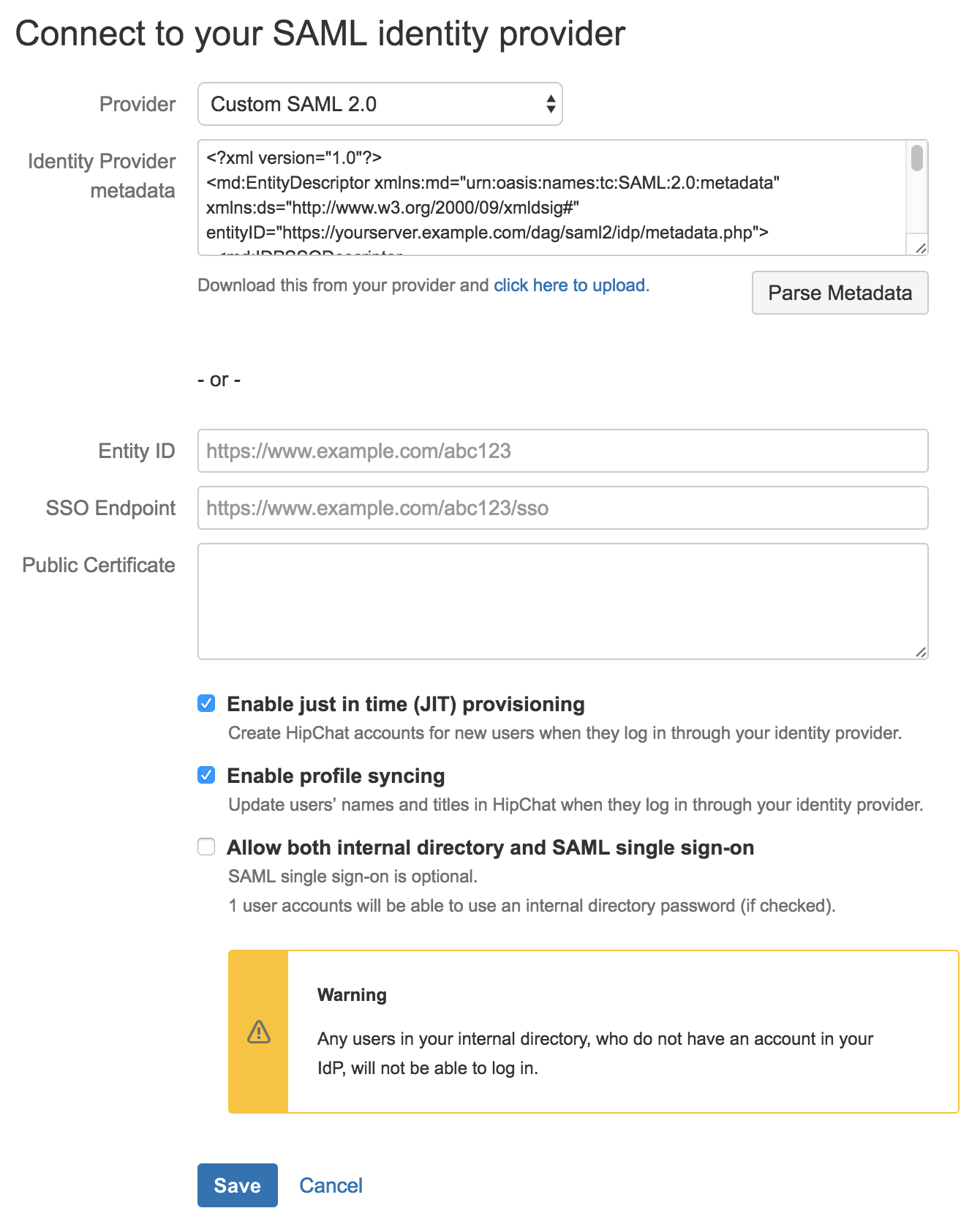 HipChat SAML Configuration