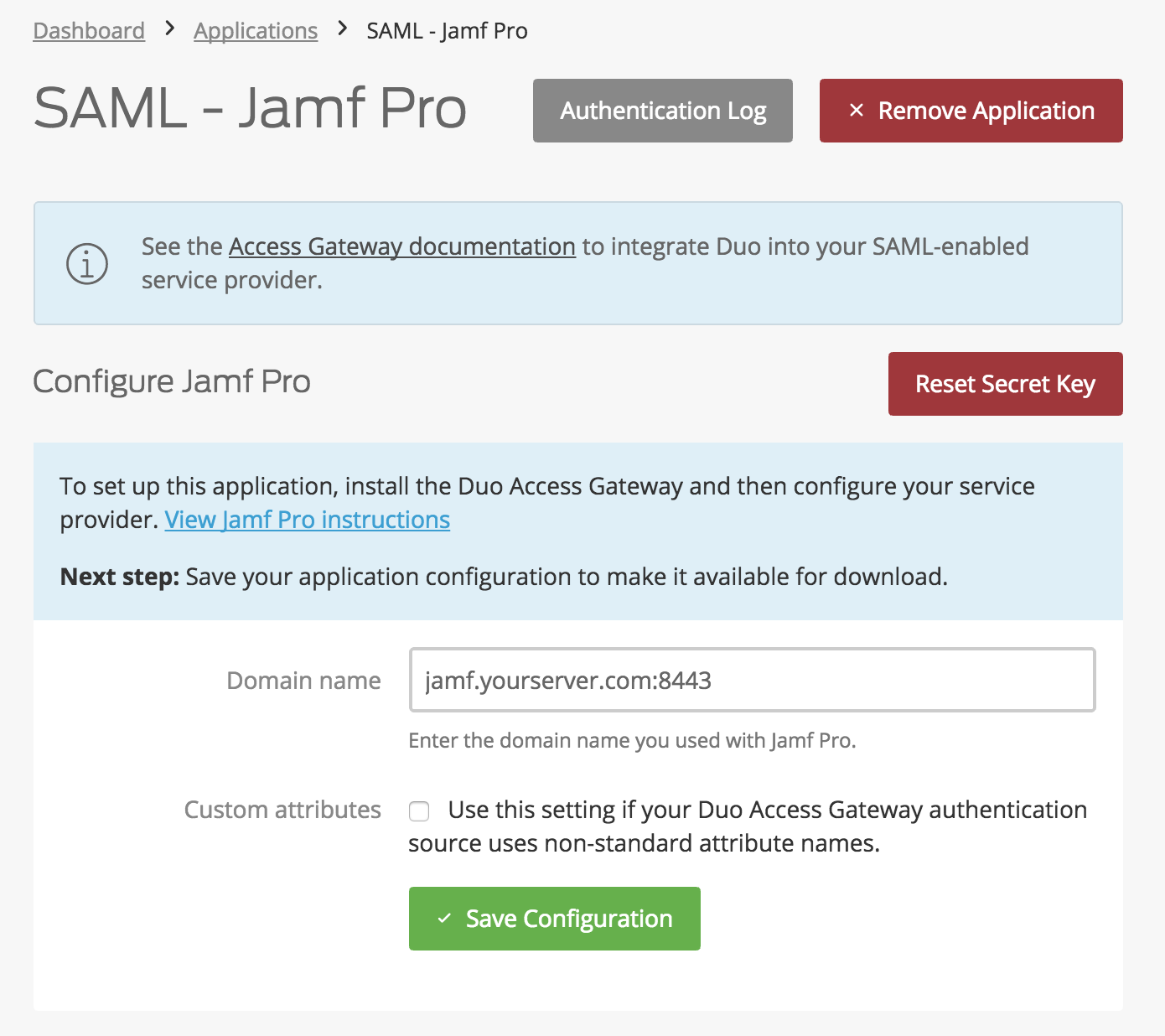 Duo Jamf Pro Application Settings