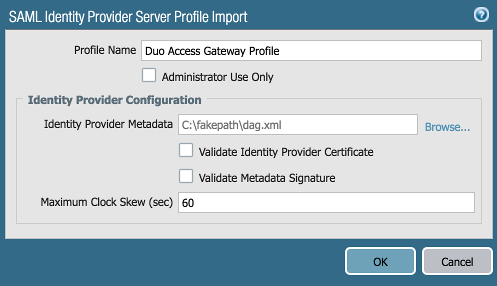 Add DAG as an IdP to Palo Alto Networks