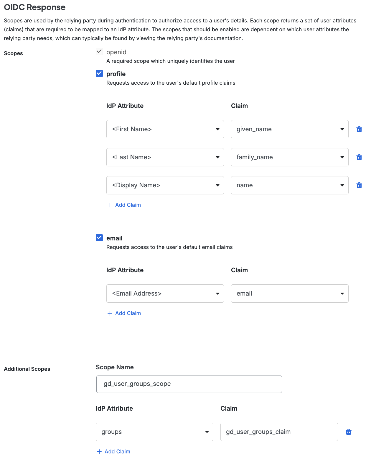 Duo GoodData OIDC Response Section