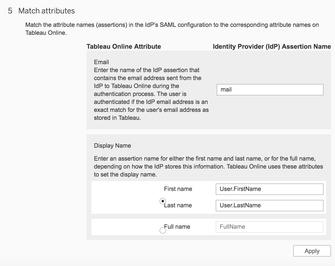 Tableau Online Additional Single Sign-On Settings