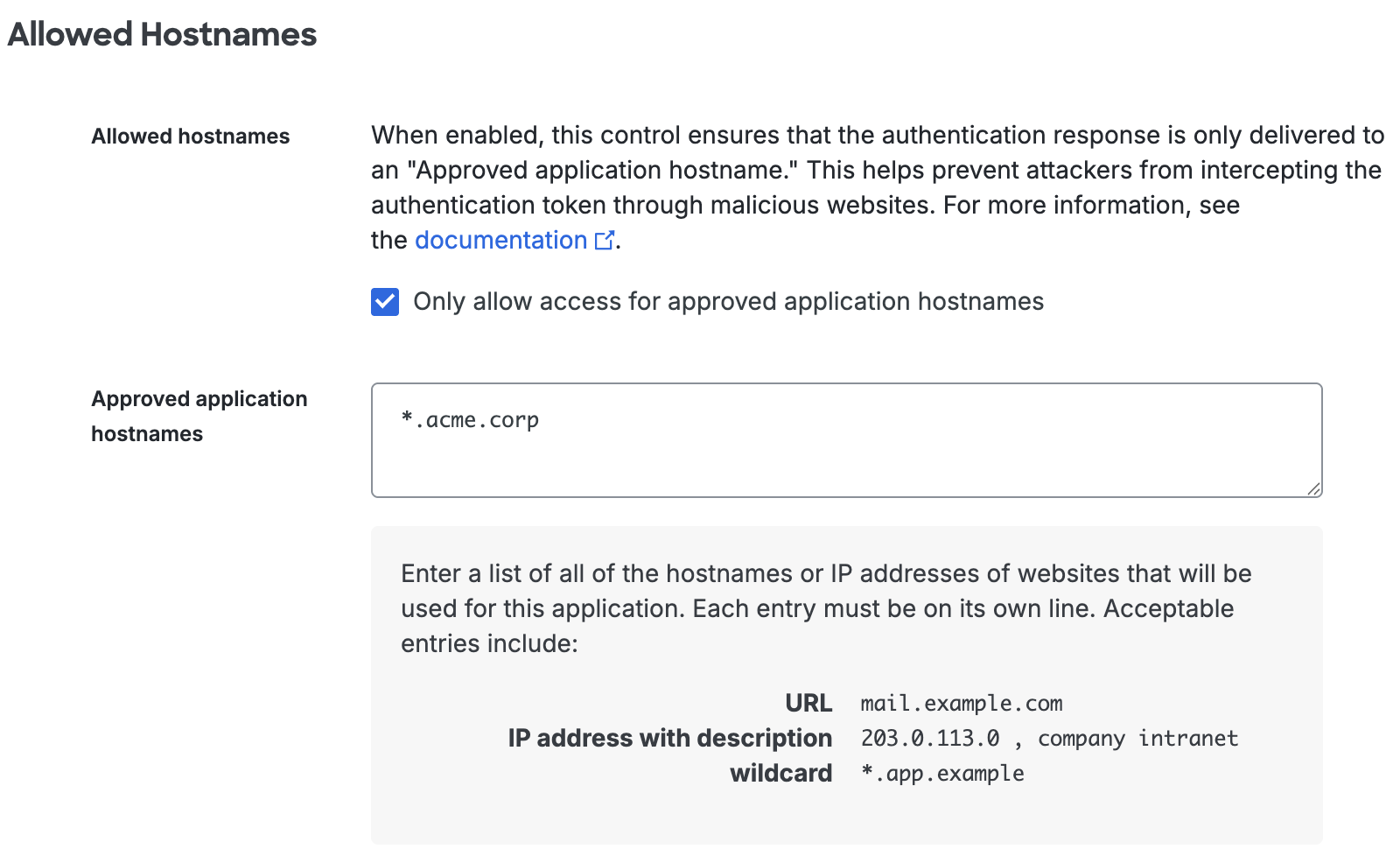 Allowed Hostnames