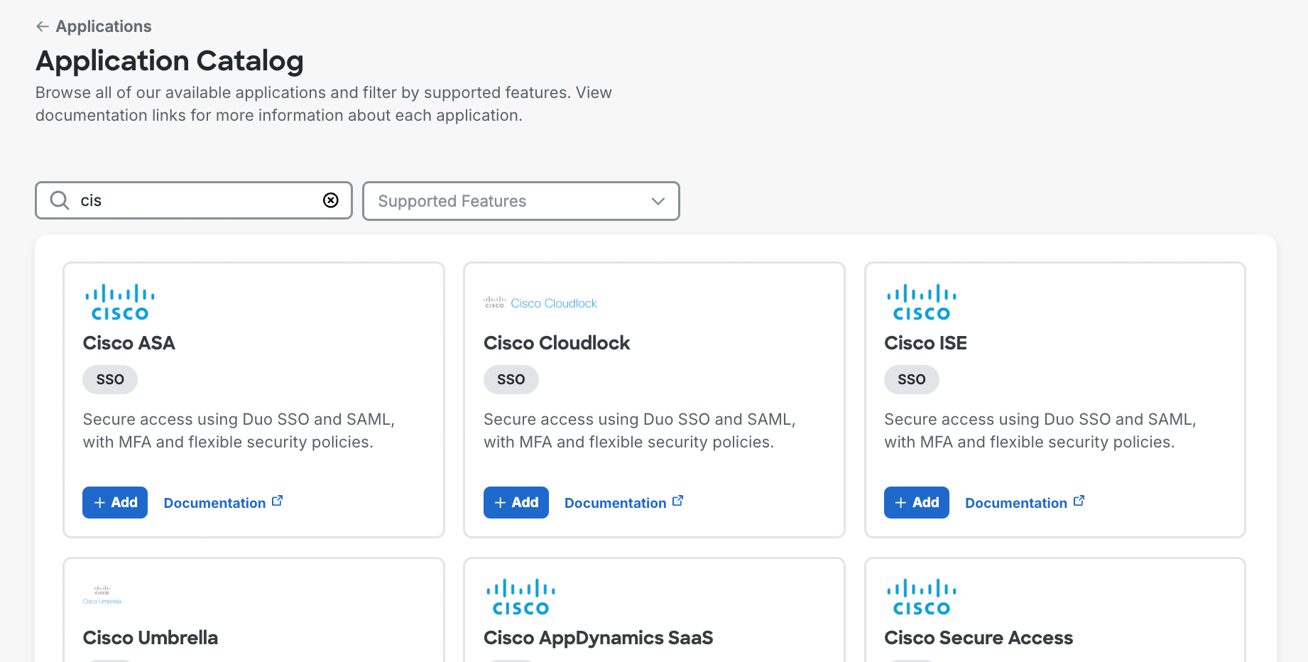 Filtered Application Catalog