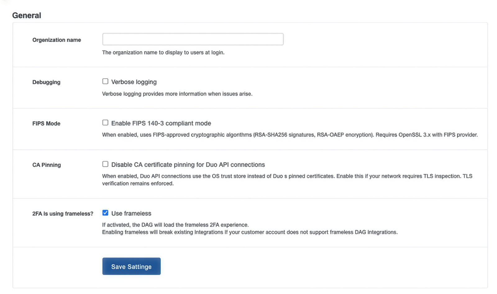 DAG General Settings