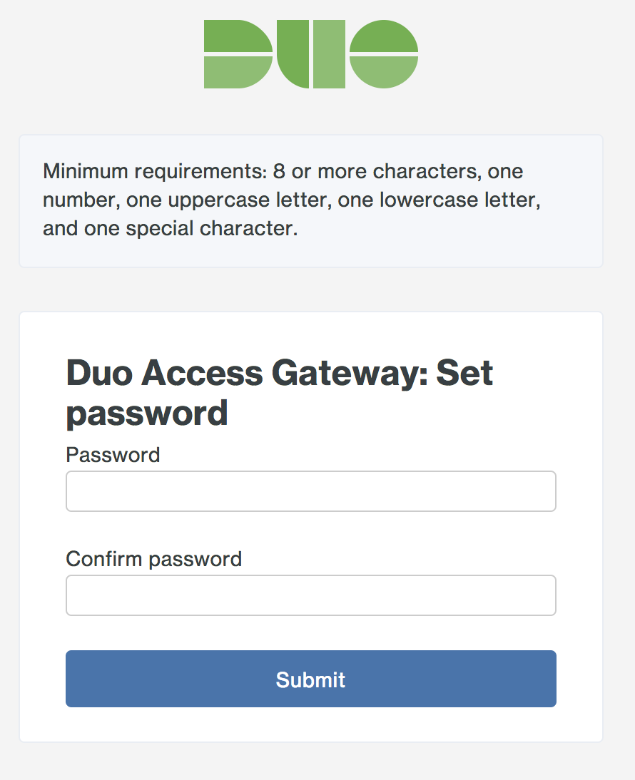 Duo Access Gateway Initial Password