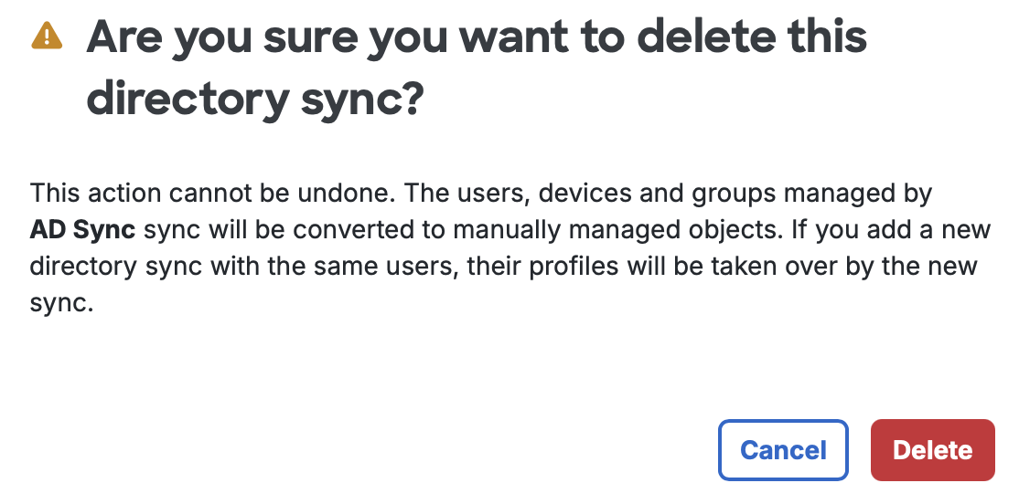 Delete Directory Sync without Connnection