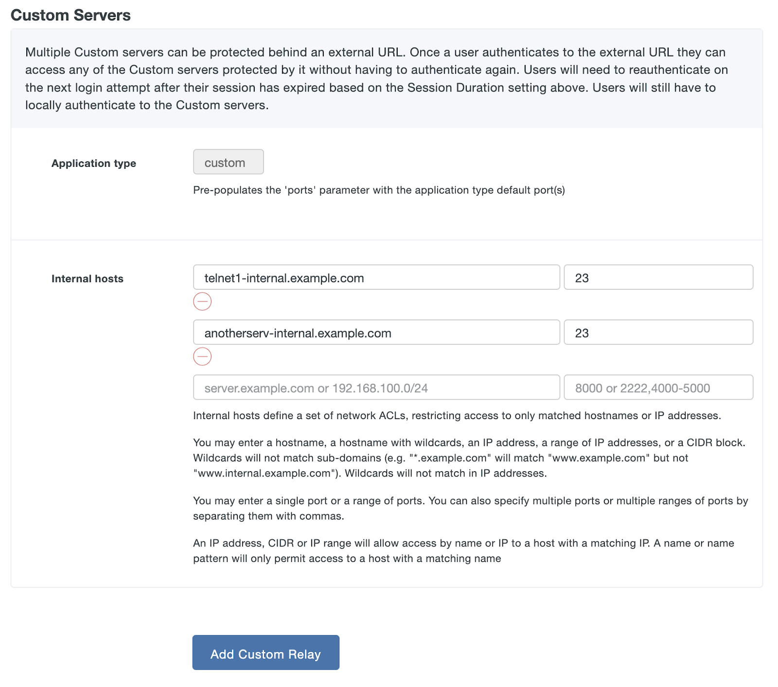 Configure Internal Settings for Duo Network Gateway Custom Application