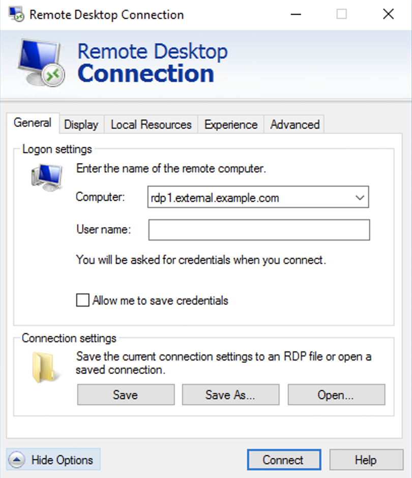 Microsoft Remote Desktop Connection App on Windows