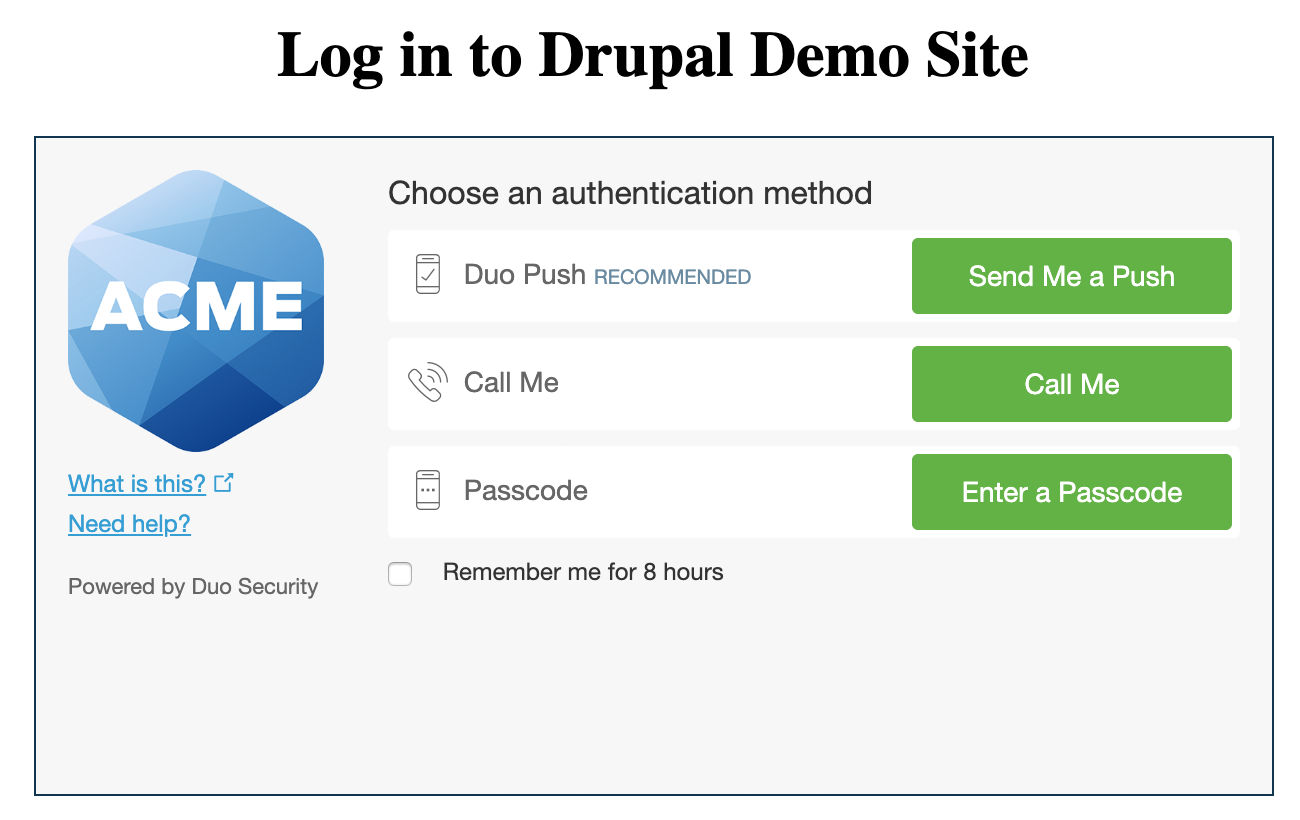 Drupal Duo Authentication Prompt