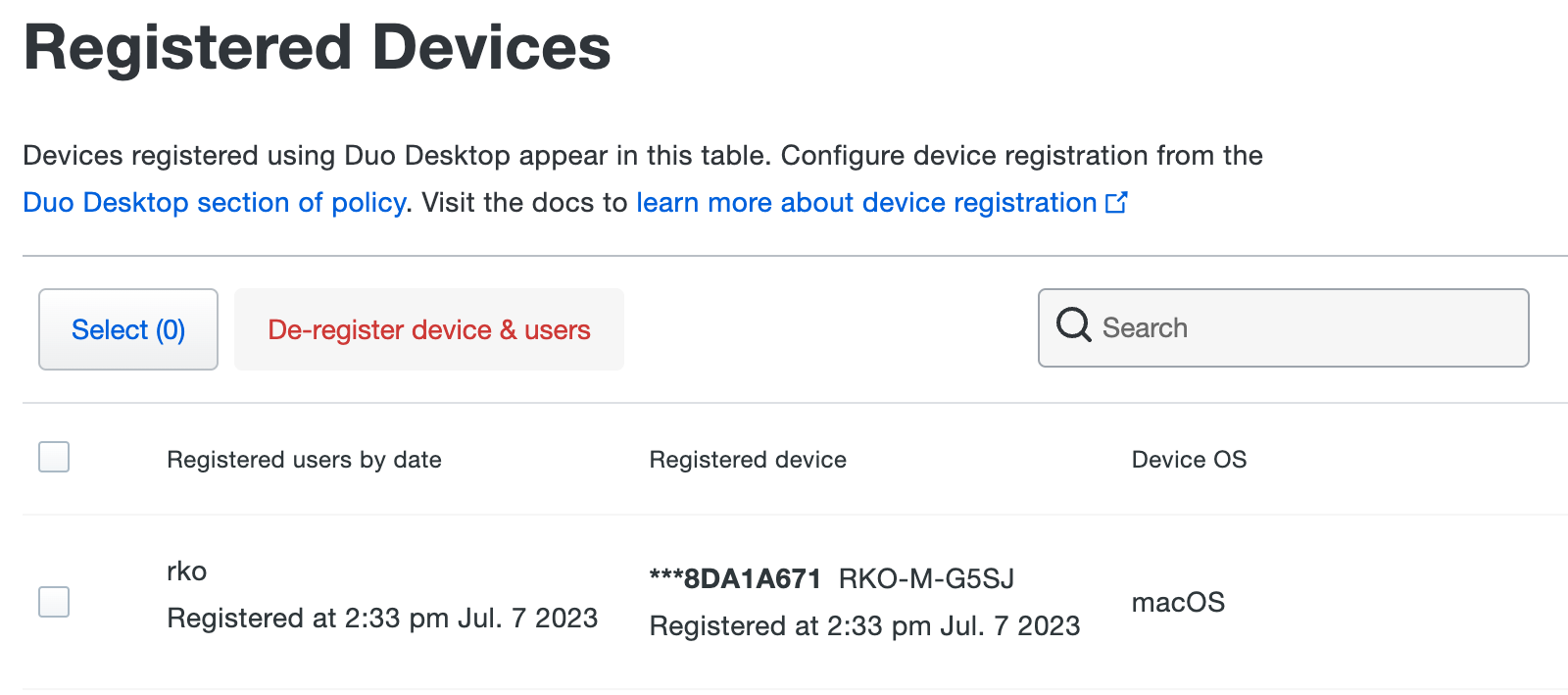 Registered Devices