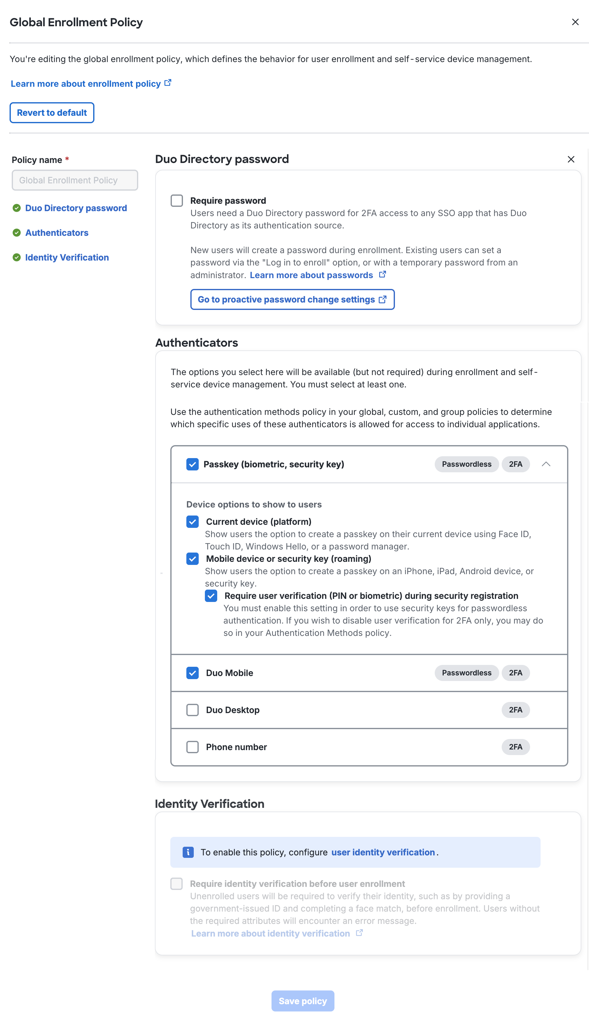 Global Enrollment Policy Editor