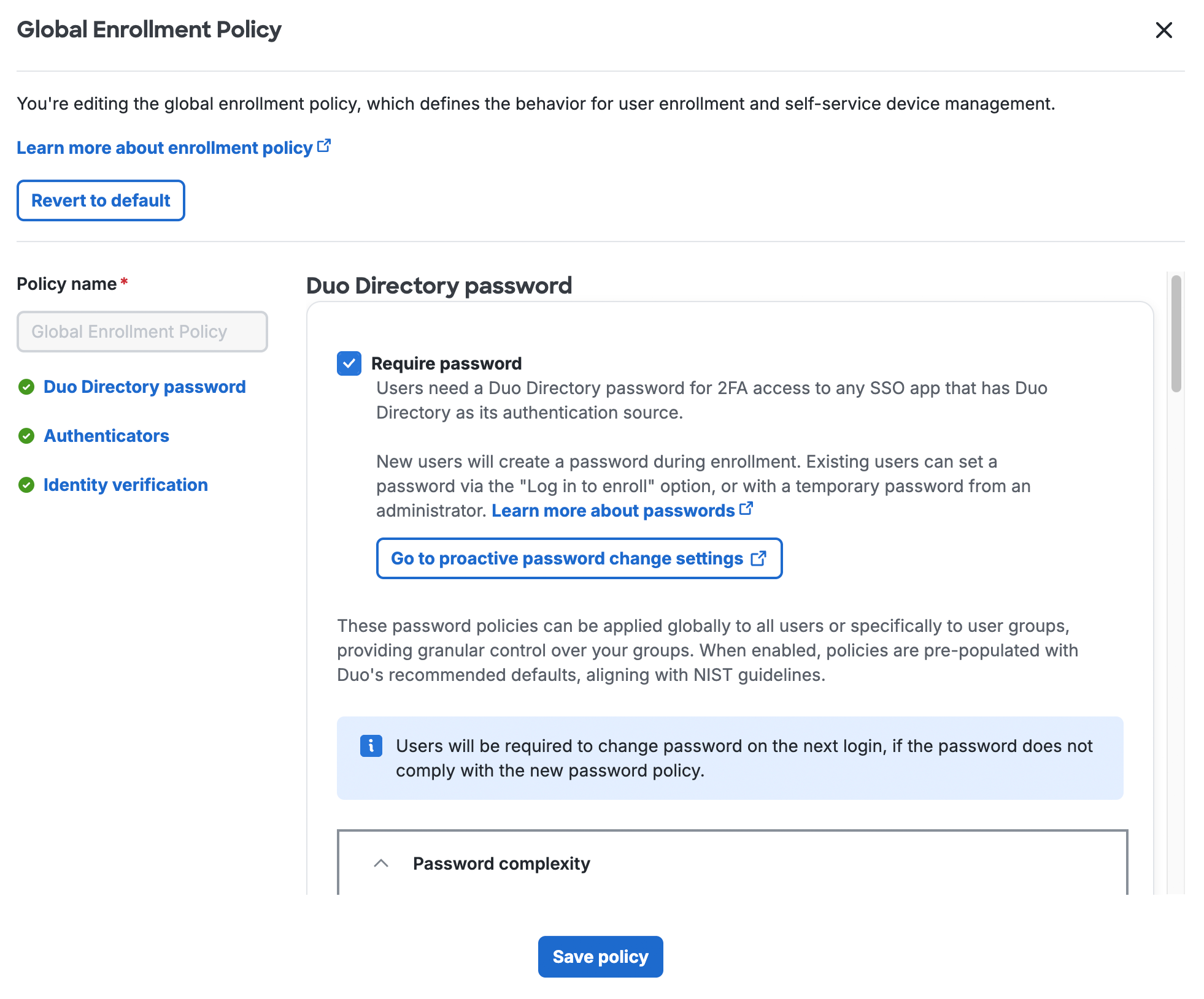 Global Enrollment Policy Editor