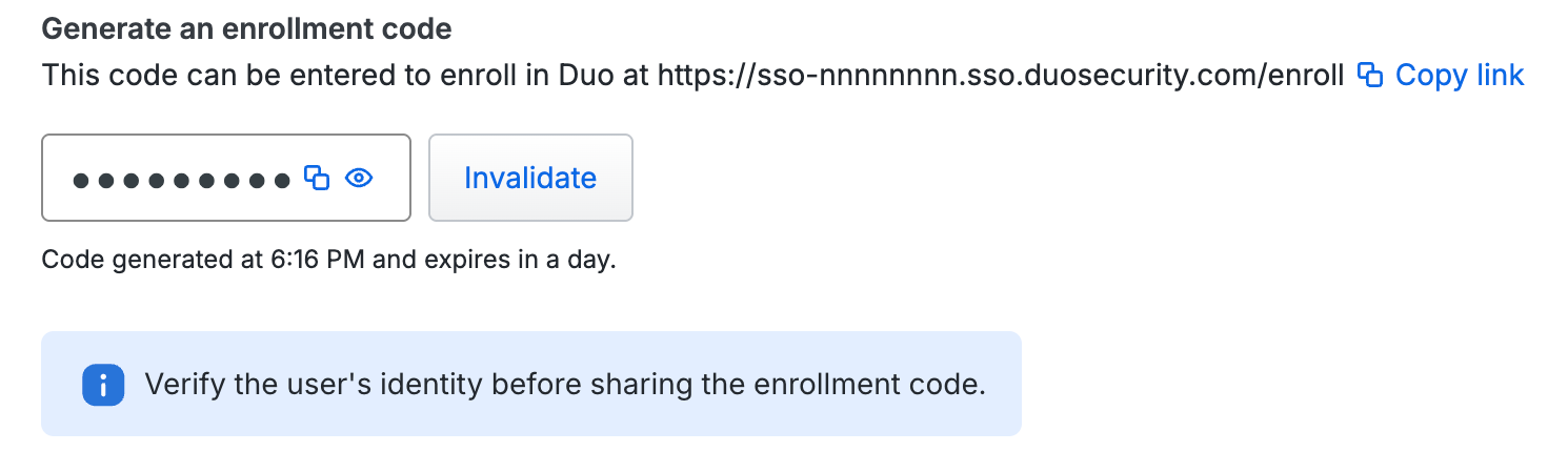 Enrollment code