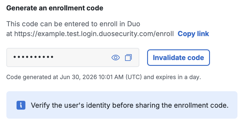 Enrollment code