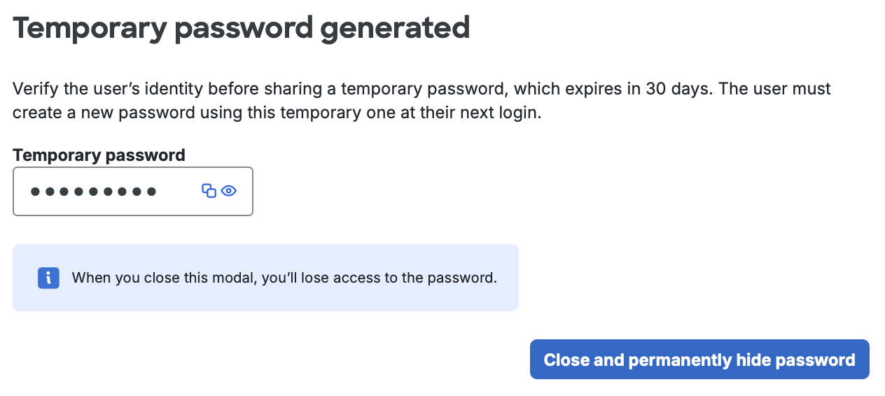 Duo-hosted User Temporary Password Set