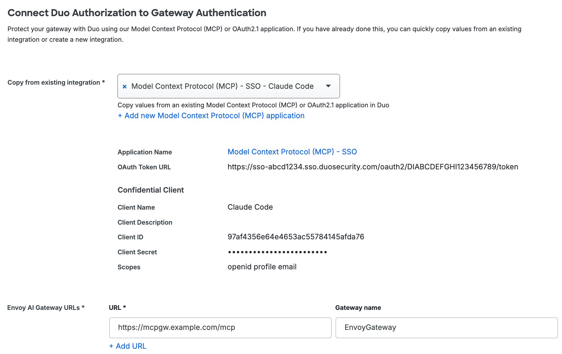 Gateway Authentication Configuration