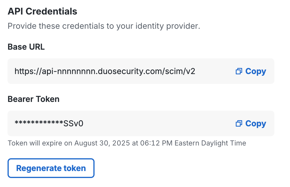 Generic Inbound SCIM API Credentials
