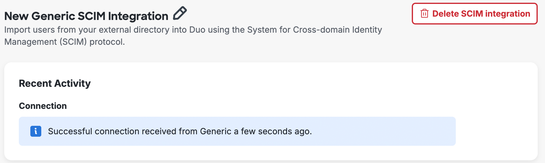 Generic Inbound SCIM Directory Connected
