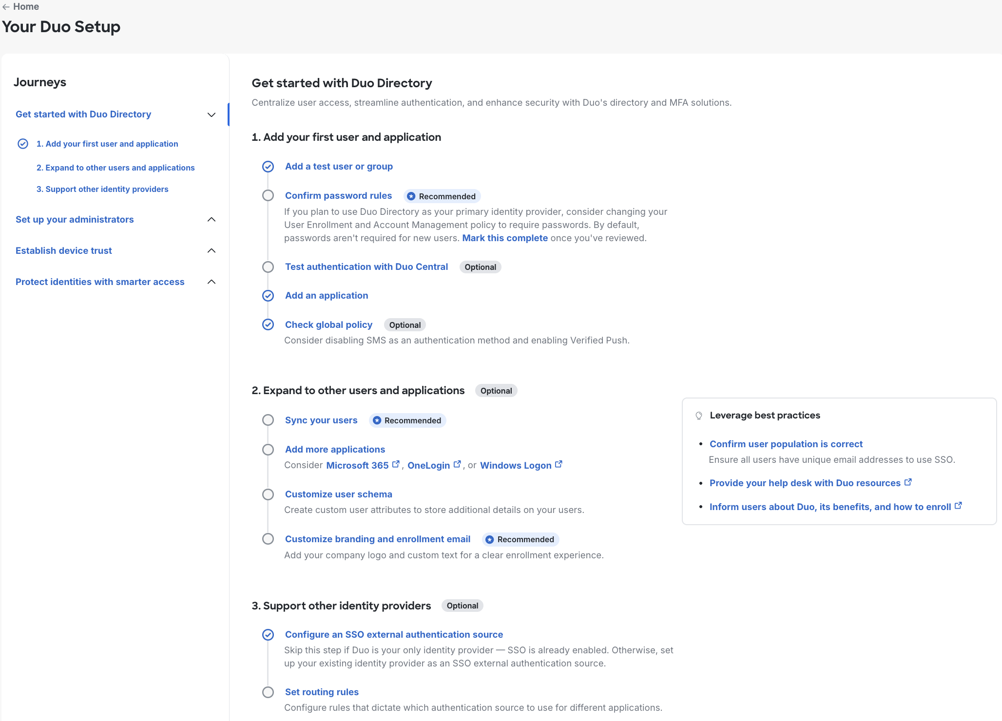 Get Started With Duo Directory Onboarding Journey