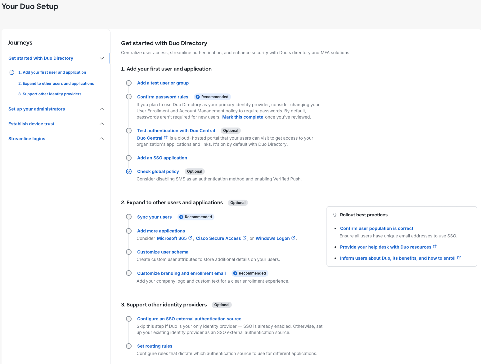 Get Started With Duo Directory Onboarding Journey