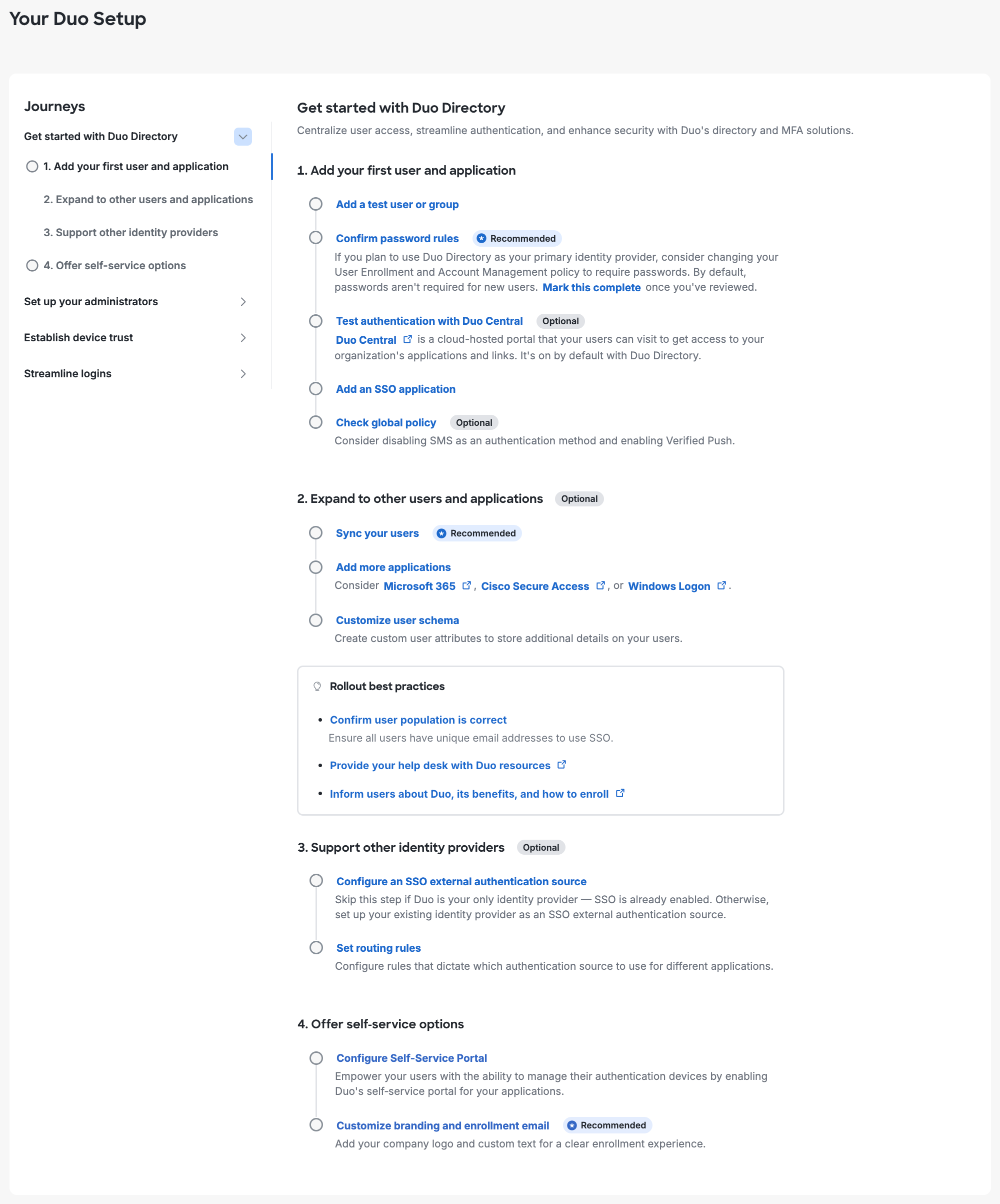 Get Started With Duo Directory Onboarding Journey
