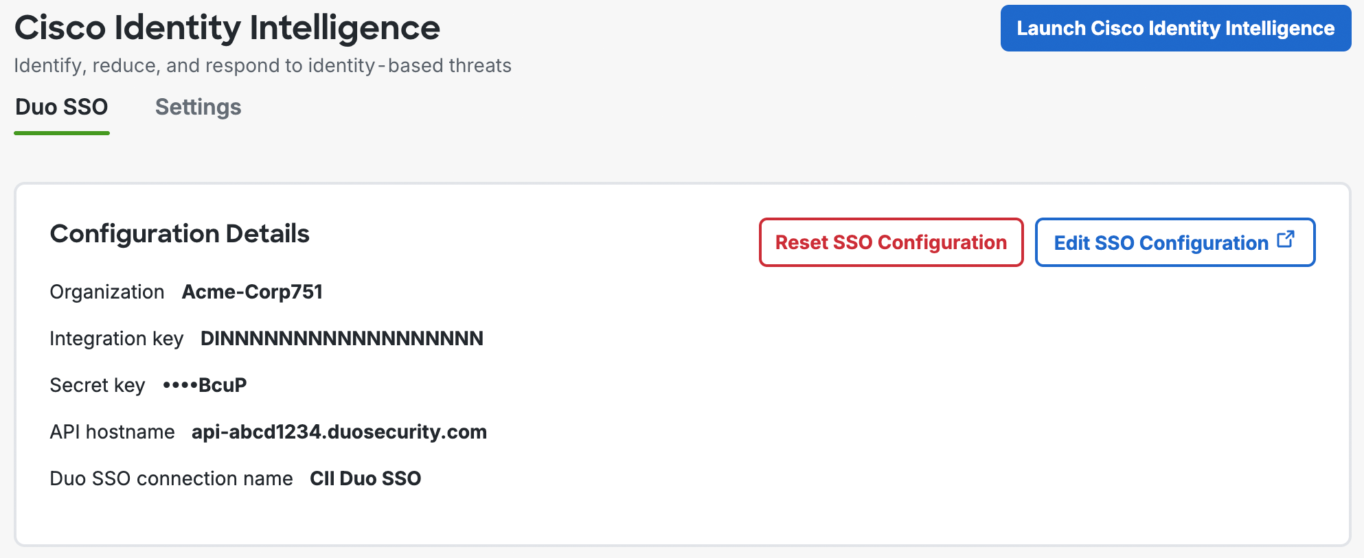 Cisco Identity Intelligence Duo SSO Configuration