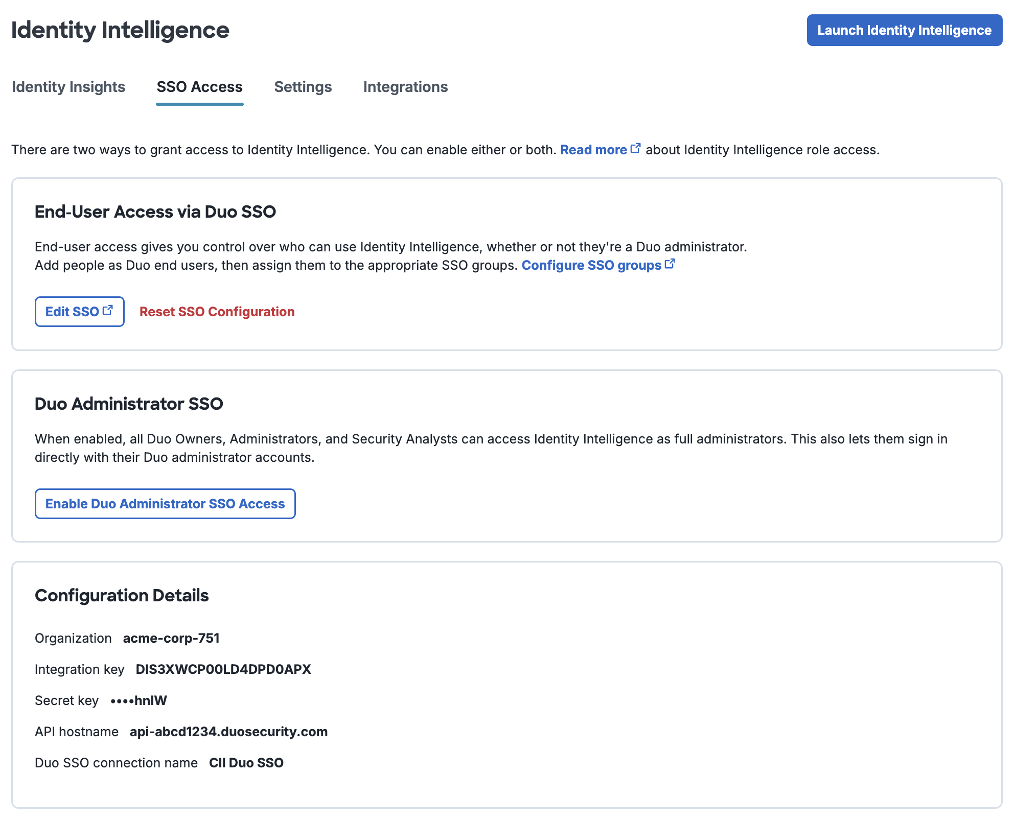 Cisco Identity Intelligence Duo SSO Configuration