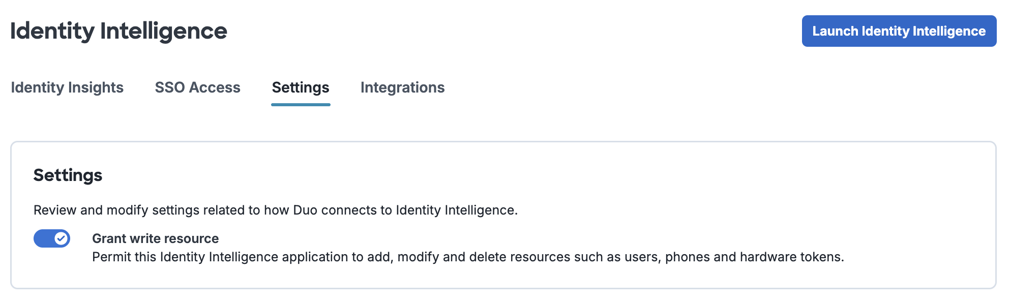 Cisco Identity Intelligence Write Setting