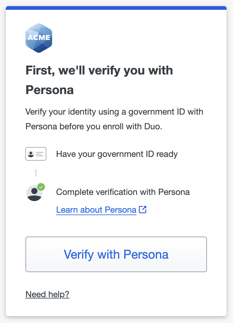 Redirect to Persona for Enrollment Verification