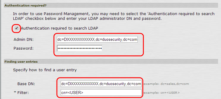 Authentication User Entries
