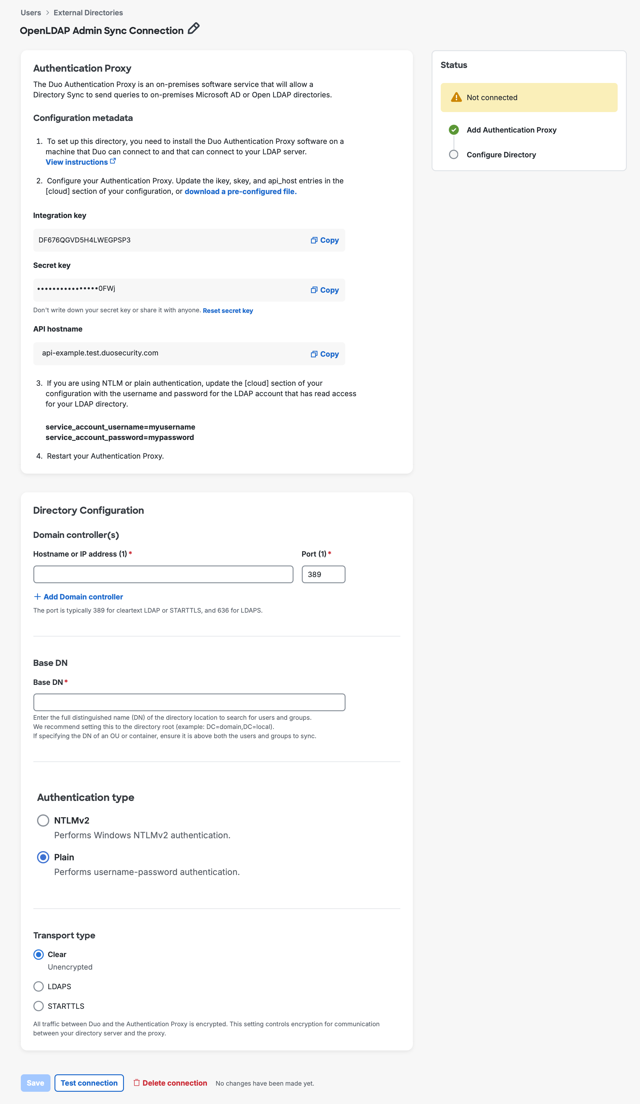 OpenLDAP Sync Connection with Authentication Proxy Checked