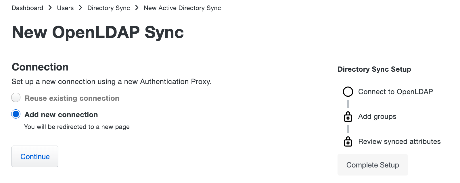 New OpenLDAP Sync Connection