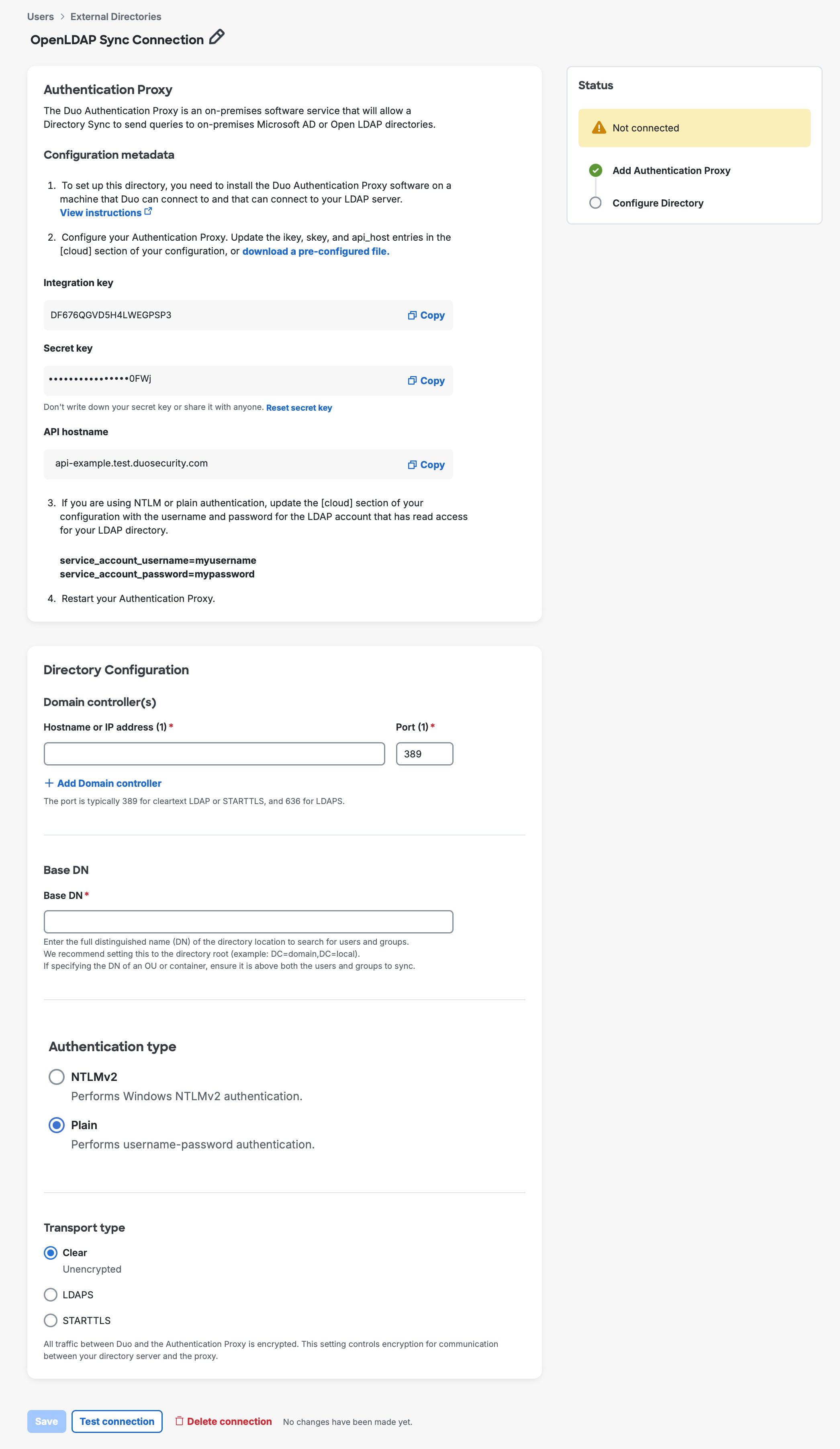 OpenLDAP Sync Connection with Authentication Proxy Checked