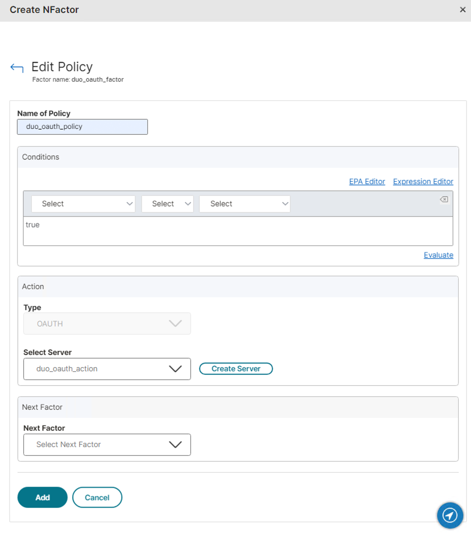 Edit OAuth Next Factor Policy