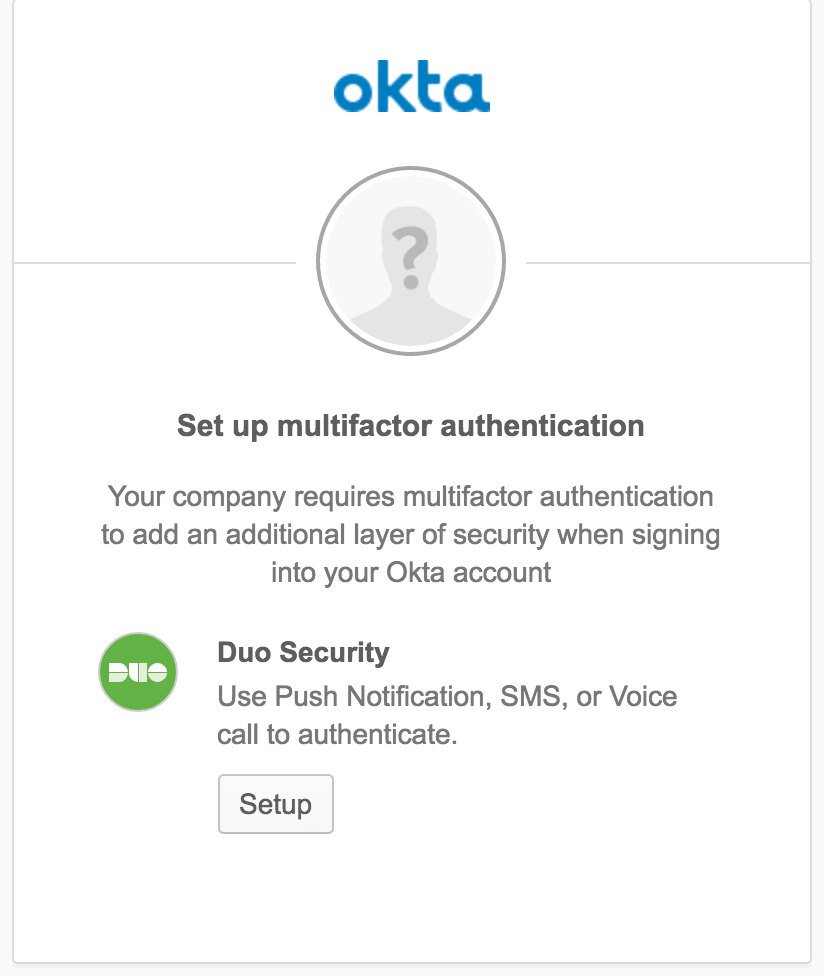 Okta User Duo Setup