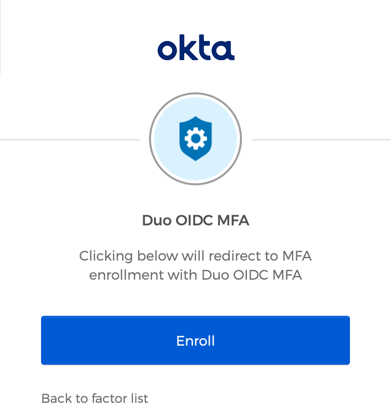 Okta User Duo OIDC Enroll