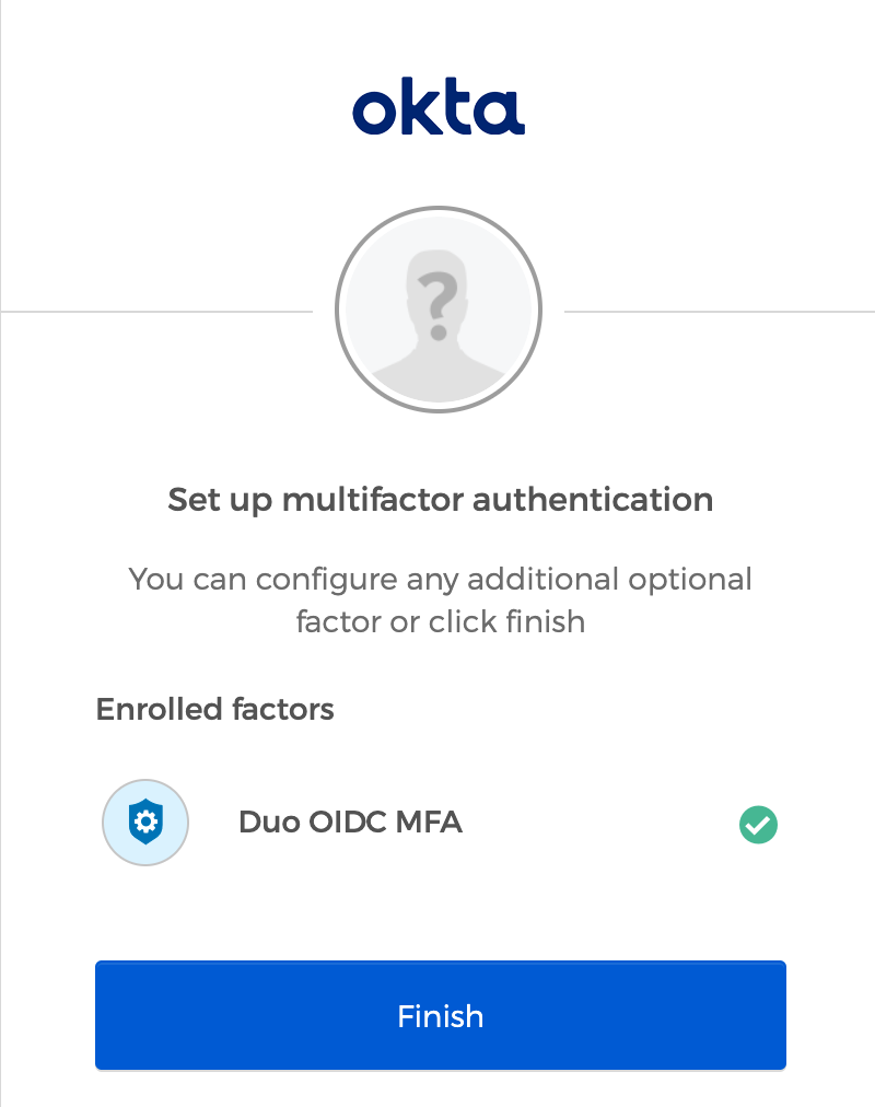 Okta User Duo OIDC Finish