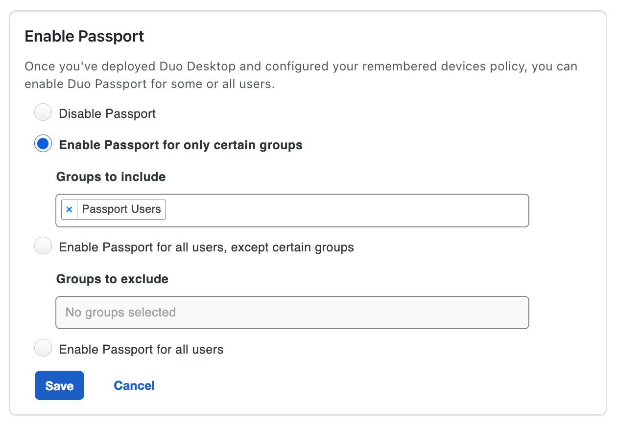 Duo Passport Enabled for Pilot Group