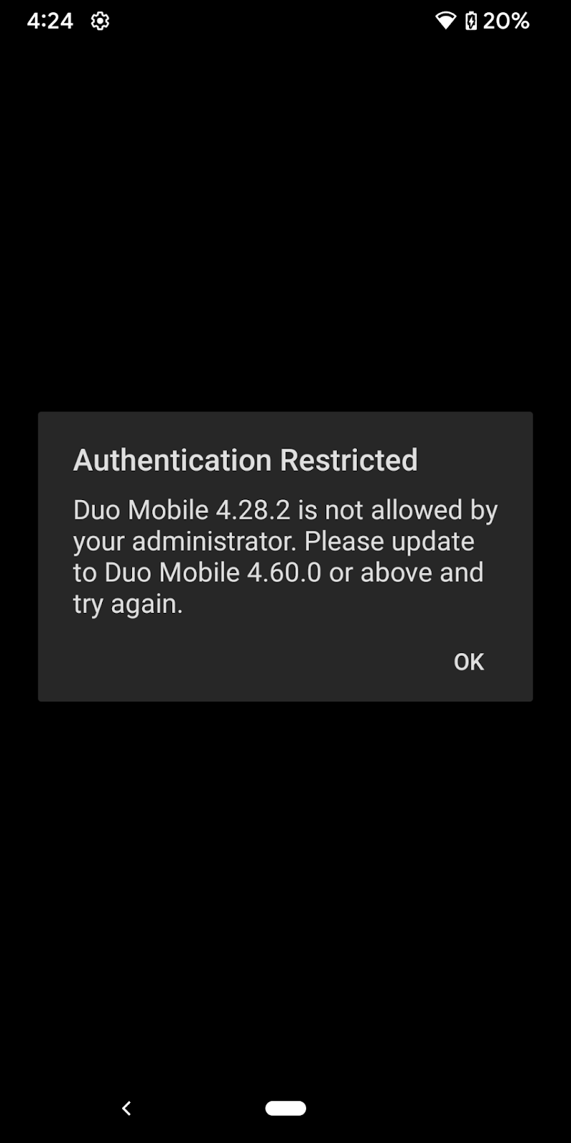 Duo Mobile Version Blocked