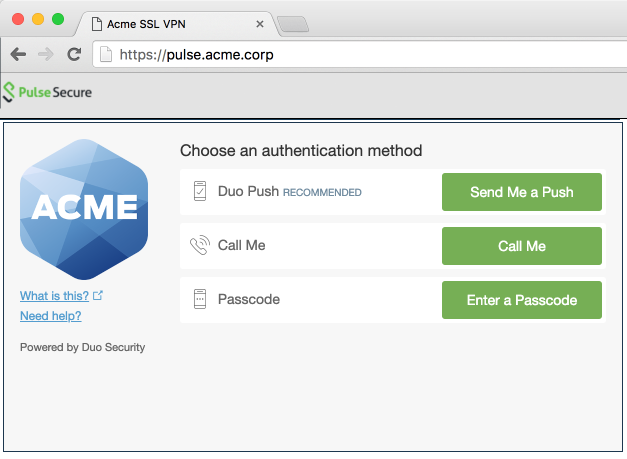 PulseConnect SSL VPN Authentication Prompt
