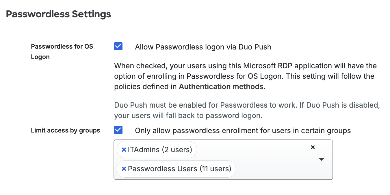 Windows Login Passwordless for OS Logon Settings