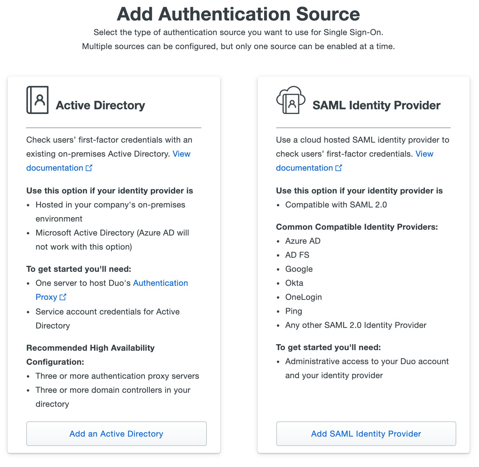 Choosing an authentication source
