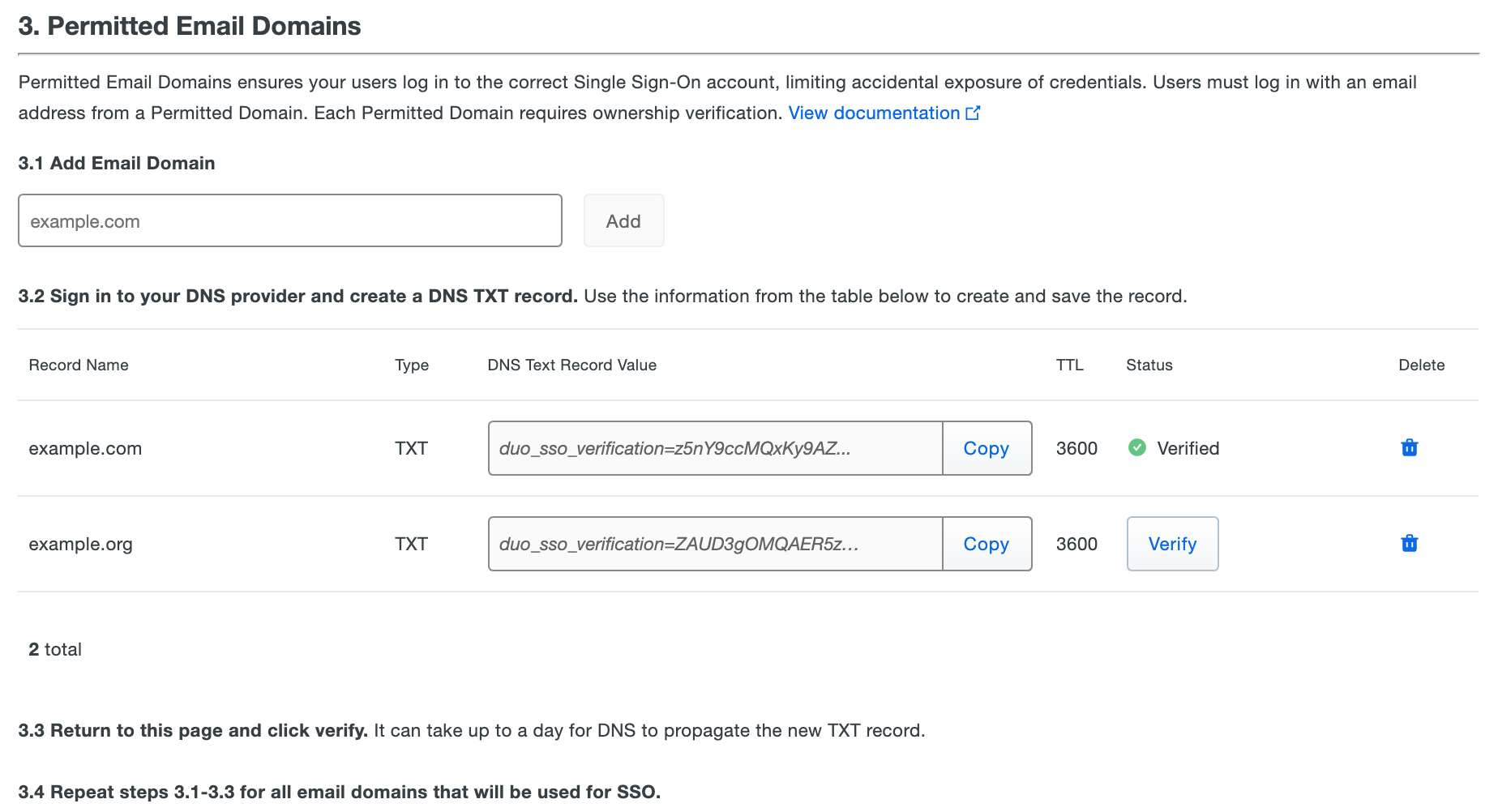 Permitted Email Domain Configuration