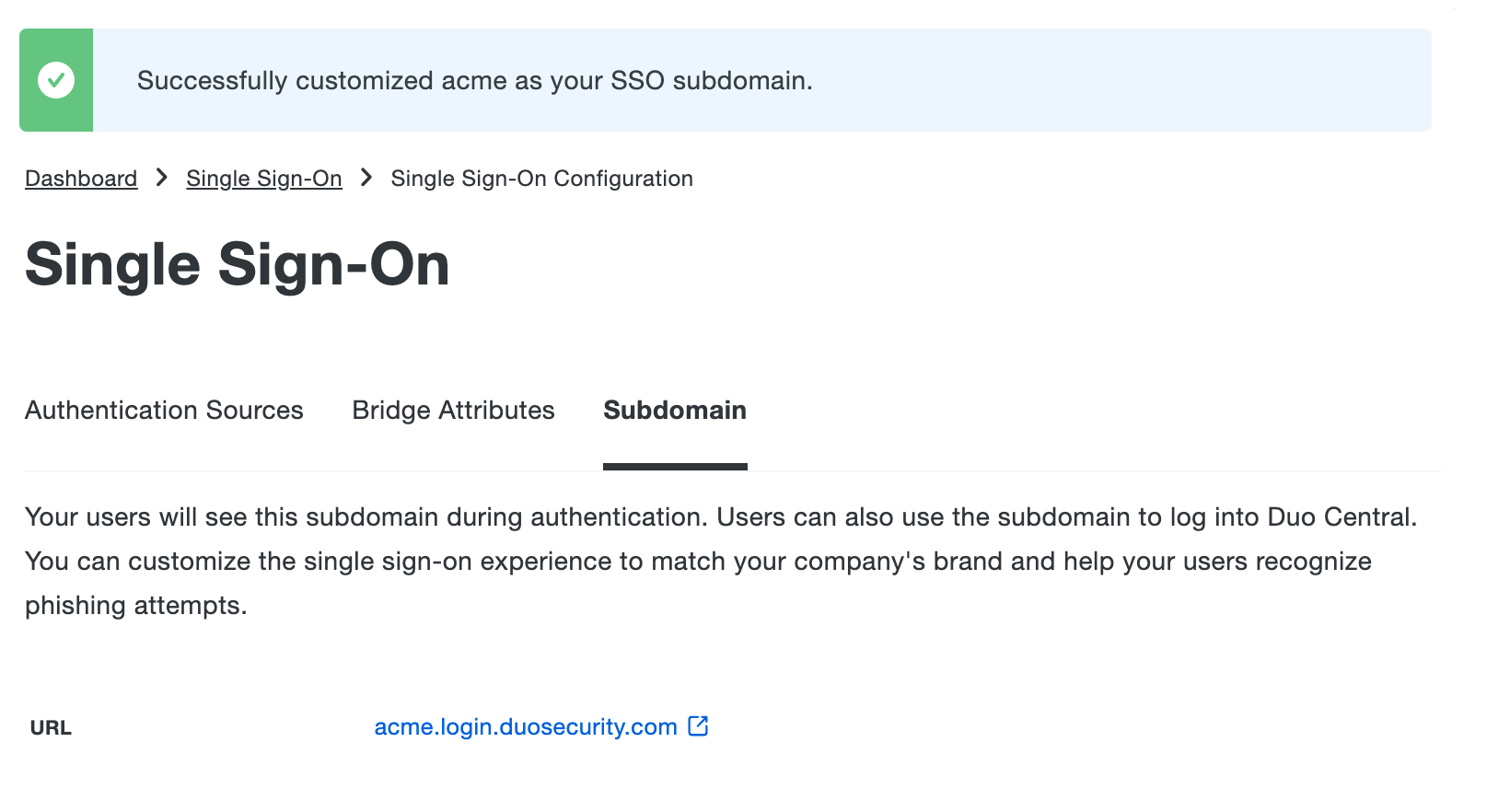 Configured subdomain