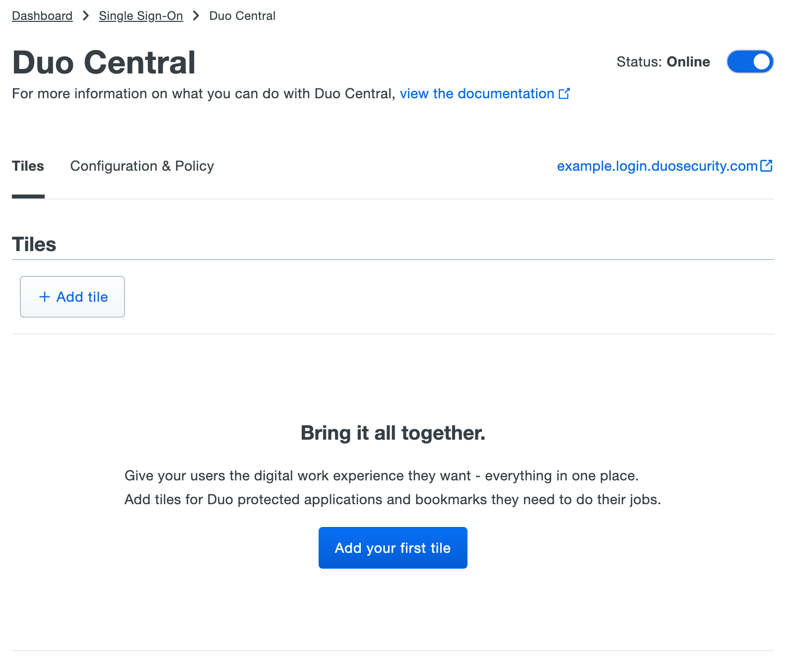 Duo Central Tiles tab