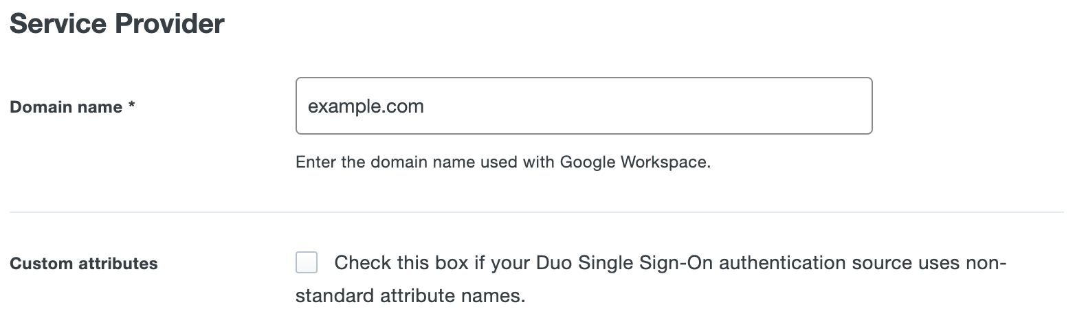 Duo Google Workspacee Application Settings